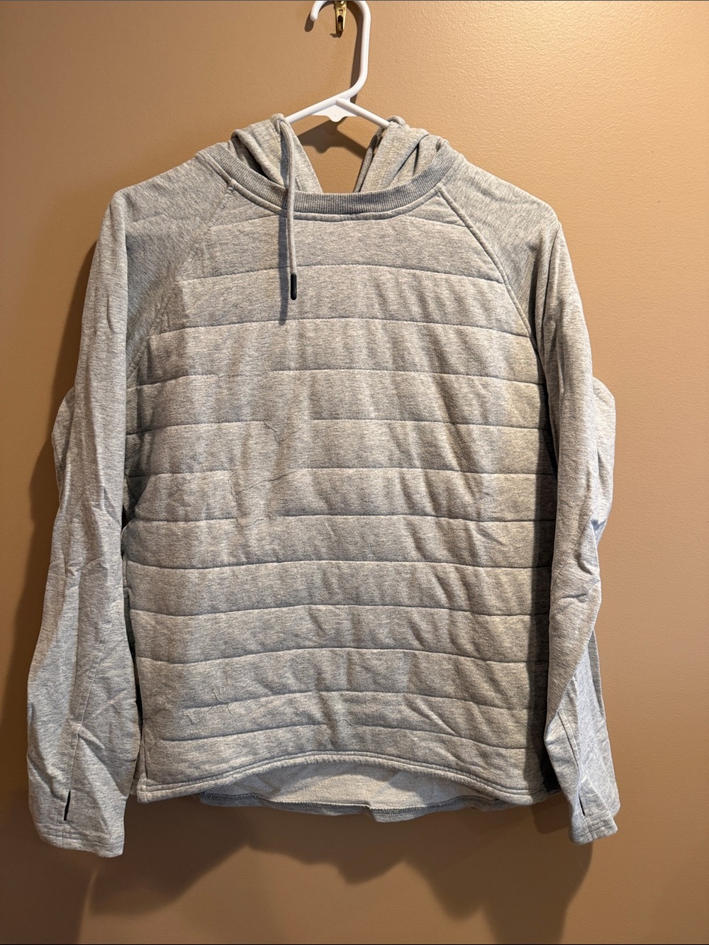 Men's Quilted Hooded Pullover Sweater - Gray